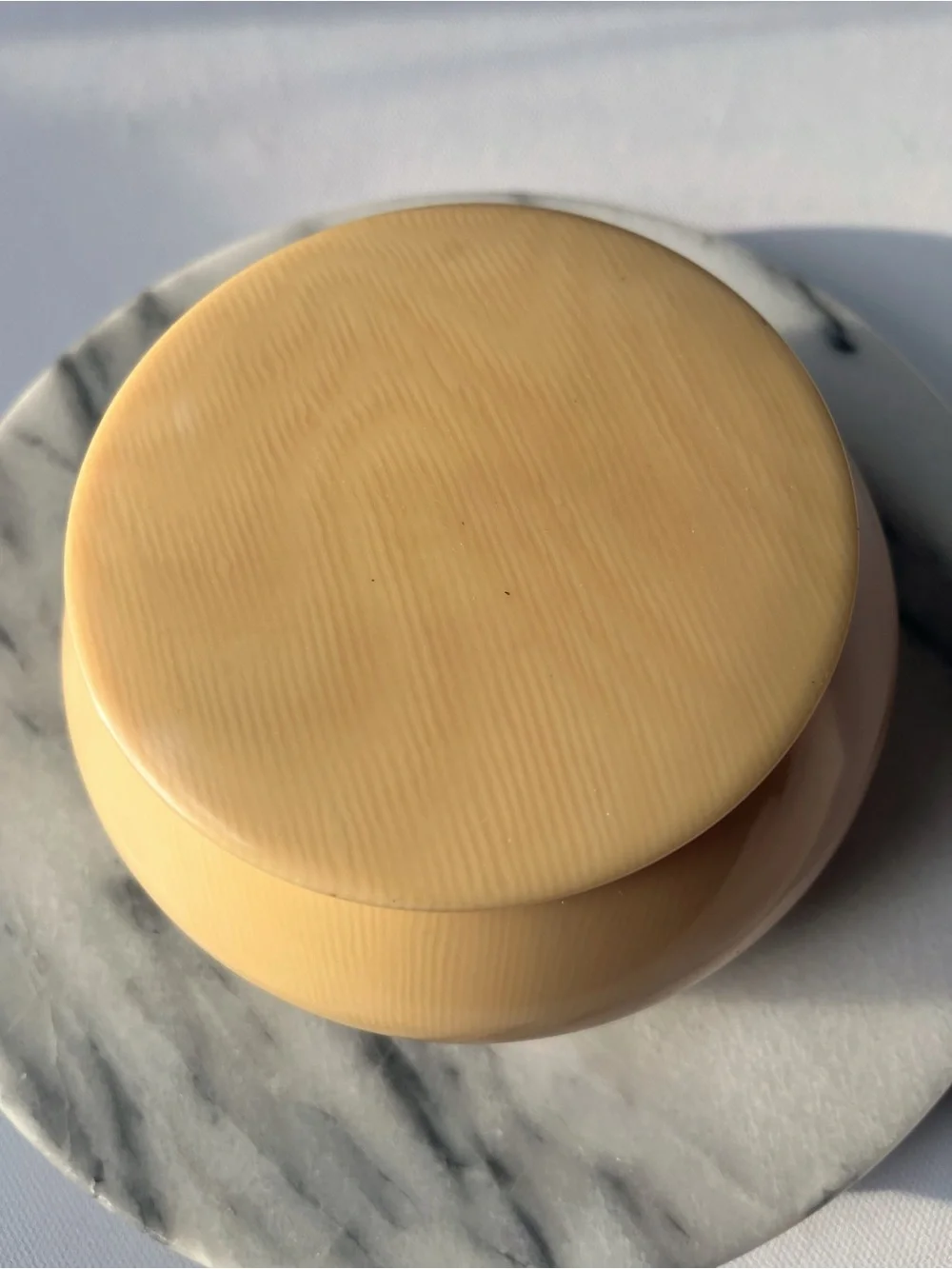 English Vanity Footed Celluloid Powder Box Jar Vintage 1920's